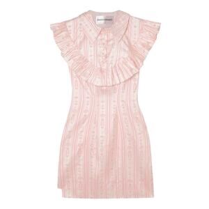 Sindiso Khumalo Raw Silk Designer Pink White Mini Dress Size Small New MSRP$1620